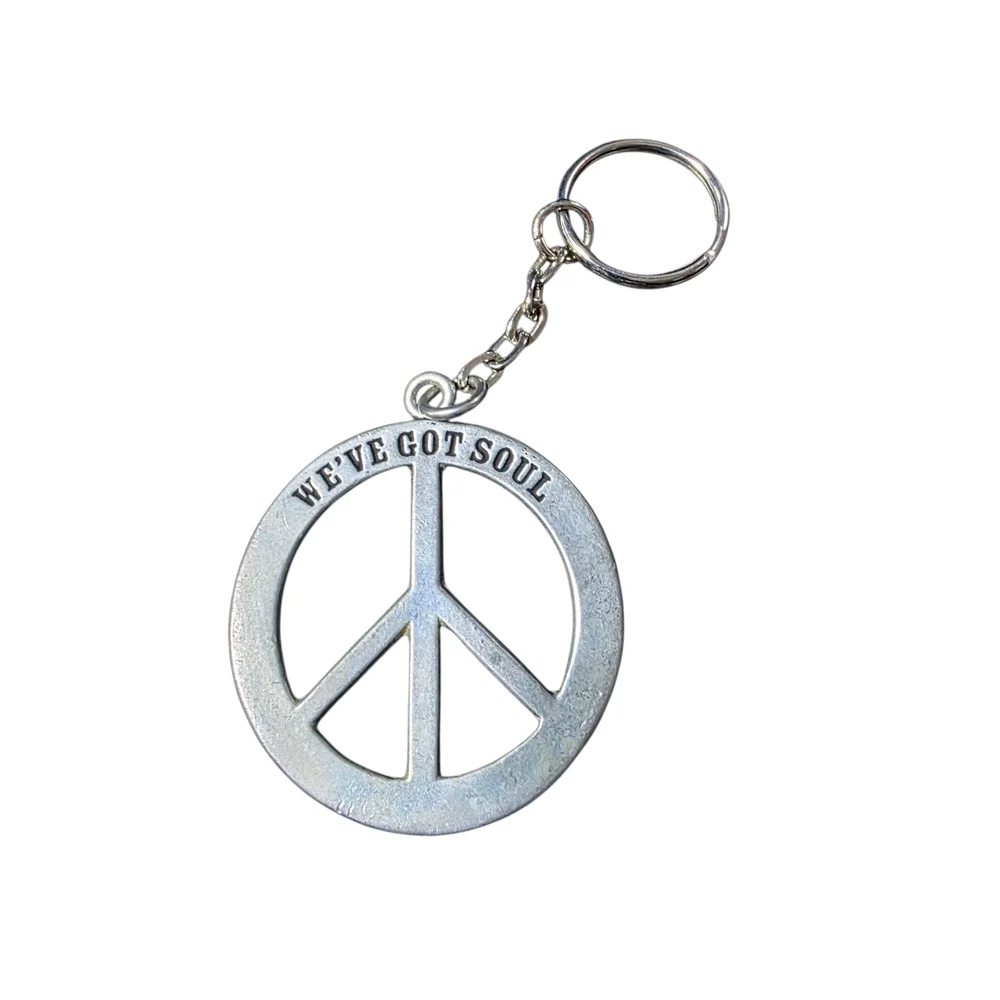 Silver Peace Sign Keychain